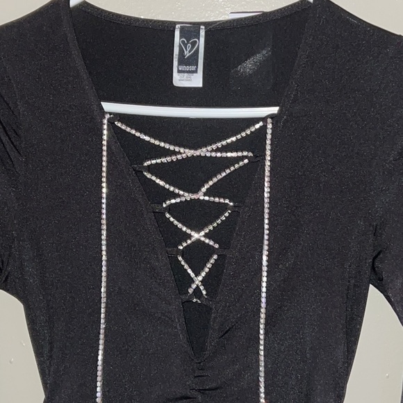 WindsorMesh Ruched Black Mini Dress 👗 - Picture 3 of 9